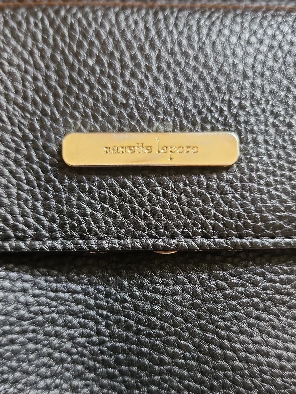 Nanette Lepore Black Faux Leather Purse/Bag Zip Top Close Coin Pouch Attached